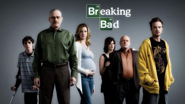 Baby blue maternity top, v neck worn by Skyler White (Anna Gunn) in Breaking Bad promotional picture