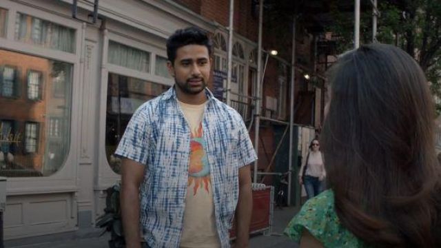 Urban outfitters Yellow Sun and Moon Tee worn by Rakesh (Suraj Sharma) in God Friended Me Season 2 Episode 3