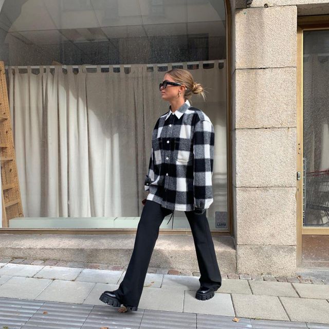 Black and White Plait Jacket of Matilda Djerf on the Instagram account @matildadjerf