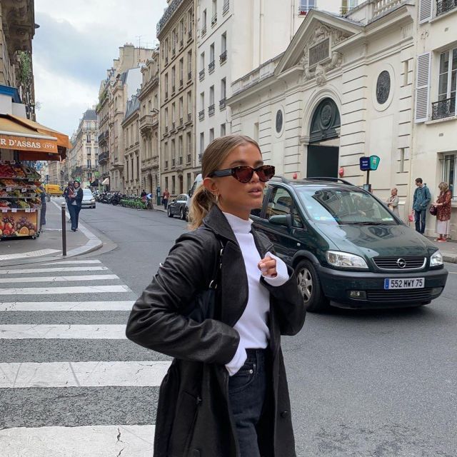 Grlfrnd Black Long Coat of Matilda Djerf on the Instagram account @matildadjerf
