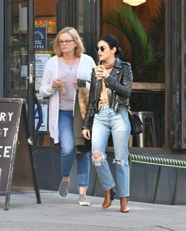 Saint Laurent large vicky bag worn by Lucy Hale New York City October 12, 2019