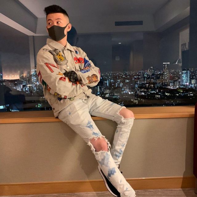 Printed jacket worn by Brian Immanuel on his Instagram account