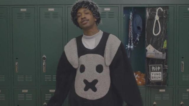 The sweater with the sewing head of a rabbit and Lil Tracy in the clip Awful  Things Lil Peep | Spotern