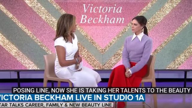 Victoria Beckham cream dark green check silk blouse worn by Victoria Beckham on Today October 15, 2019