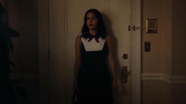  Navy Blue Miyylee Collared Bib Dress worn by Veronica Lodge (Camila Mendes) in Riverdale Season 4 Episode 2