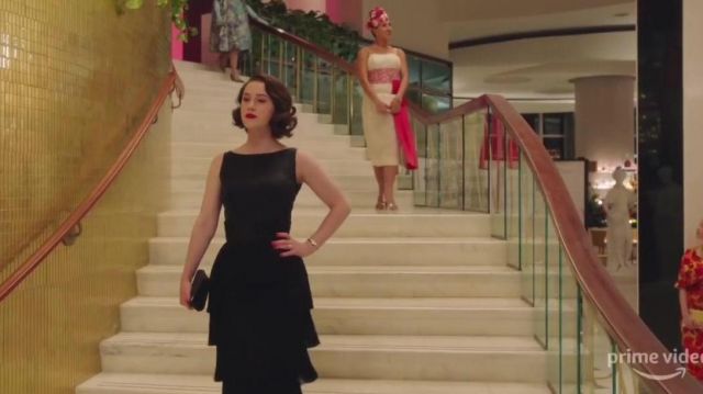 rachel brosnahan black dress Rachel Brosnahan Black Dress in The Marvelous Mrs. Maisel Black Formal –  Hoprom main image 0