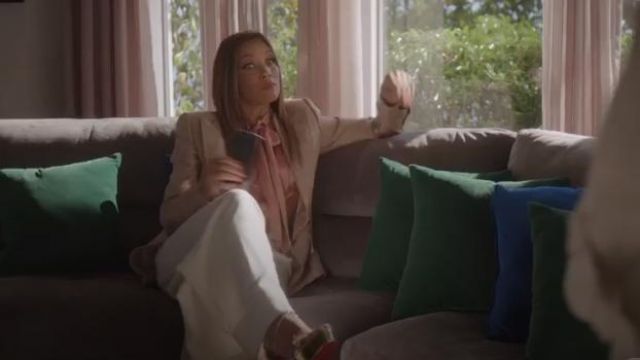 Blanc Large-jambe Pantalon porté par Dominique Deveraux (Michael Michele) dans la Dynastie Saison 3 Épisode 2