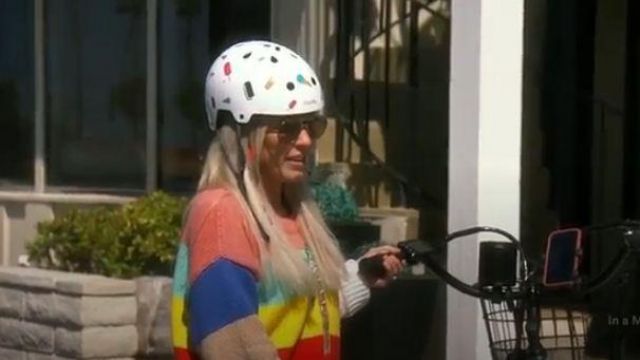 White Icecream Print Helmet worn by Braunwyn Windham  in The Real Housewives of Orange County Season 14 Epidoe 12