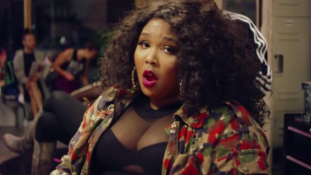 Camouflage red and green jacket worn by Lizzo in Lizzo - Good As Hell (Official Video)