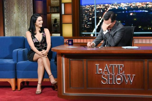 Stuart Weitzman Women's Nudistsong worn by Camila Mendes the Late Show with Stephen Colbert October 22, 2019