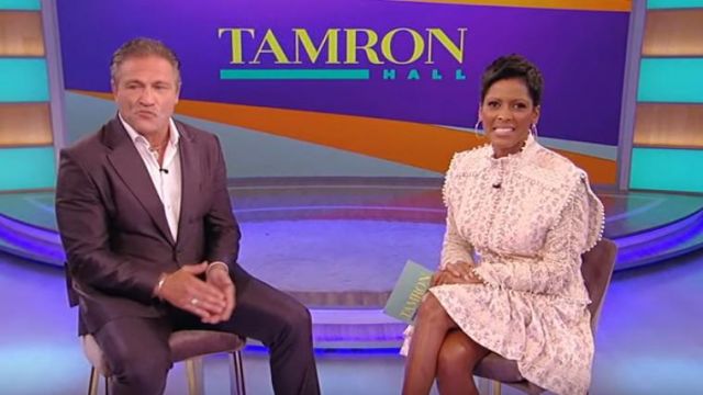 Zimmermann Flo­ral-Print Lace Mi­ni Dress worn by Tamron Hall on The Tamron Hall Show October 23, 2019