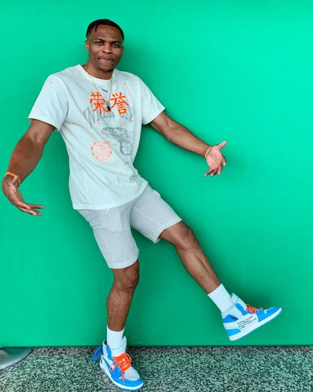 Les sneakers Nike Air Jordan 1 de Russell Westbrook sur son compte Instagram @russwest44