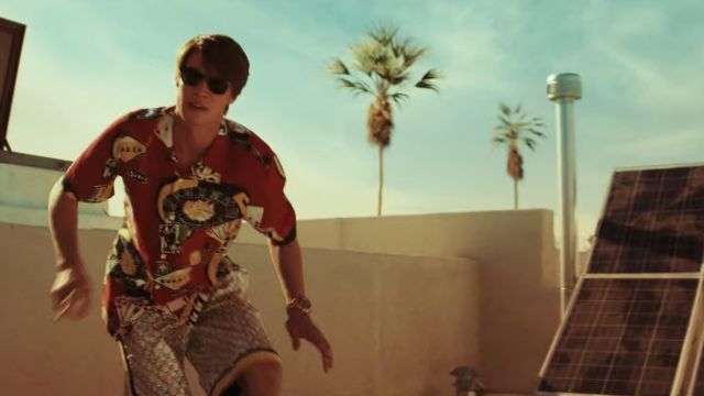 Red Hawaiian Casino Print shirt in red worn by Josh Wheeler (Colin Ford) as seen in Daybreak (S01E01)