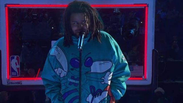 Starter Charlotte Hornets Jacket worn by J. Cole in his Middle Child (2019 NBA All Star Halftime Performance)