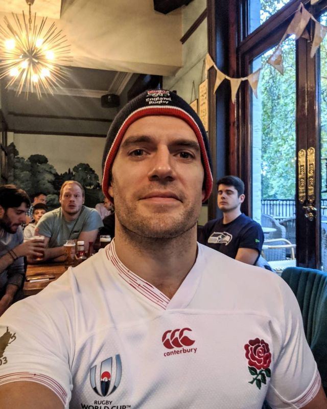 The rugby jersey of the England for the Rugby World Cup 2019 being worn by Henry Cavill on his account Instagram @henrycavill