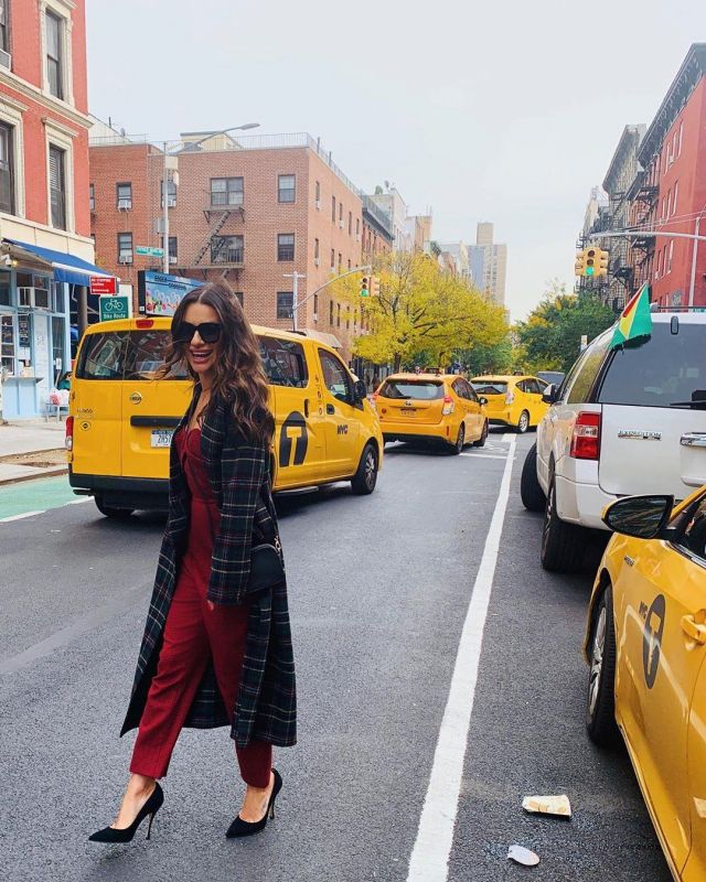 Zeynep Arçay Strapless Jumpsuit worn by Lea Michele Instagram Pic October 25, 2019