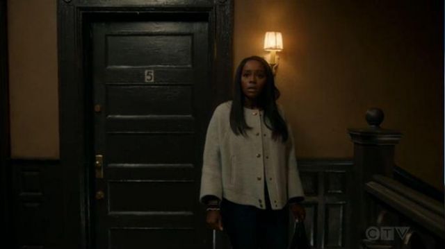 Chloe Gray Button Up Jacket worn by Michaela Pratt (Aja Naomi King) in How to Get Away with Murder Season 06 Episode 05