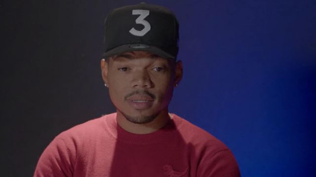 Coach Rexy Patch Crewneck Sweater with T-Rex logo worn by Chance the Rapper in Rhythm + Flow (S01E01)