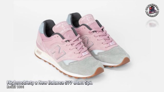 The pair of New Balance pink Tonton Gibs in his YouTube video OUTPUTS SNEAKERS OF THE WEEK