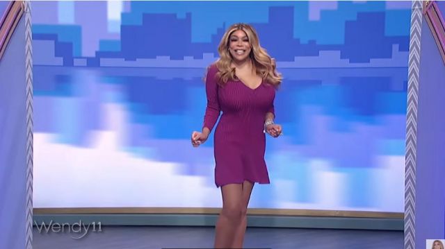 Versace collection mauve short dress worn by Wendy Williams on The Wendy Williams Show October 15, 2019