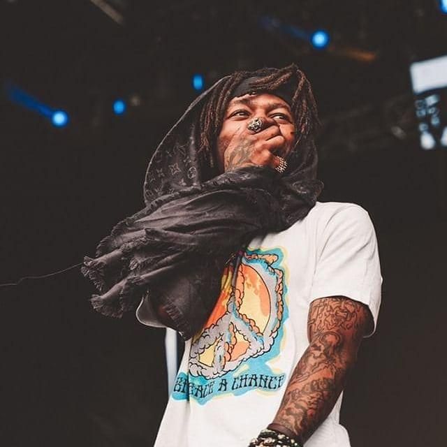 White print t-shirt worn by J.I.D on his Instagram account @pic_of_jid_every_day