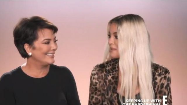 Khloe's Chanel beige top and skirt on Keeping Up with the Kardashians