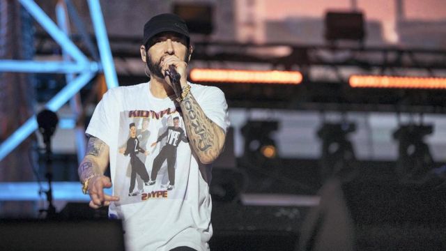 Kid 'N' Play - 2 Hype blanc t-shirt porté par Eminem pour sa performance en direct d'Abu Dhabi concert 2019.10.25