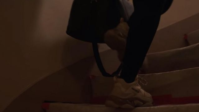 The pair of sneakers Balenciaga Triple S scope by Marwa Loud in her video clip My Life