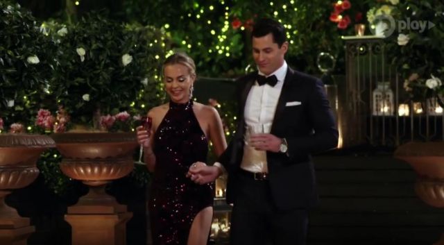 Michael costello Re­volve Pene­lope Gown worn by Angie Kent in The Bachelorette Season 05 Episode 07