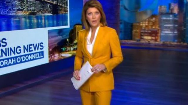 Yel­low Flared Pants worn by Norah O'Donnell on CBS This Morning October 30, 2019