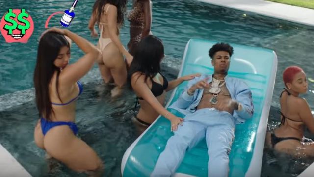 Kash Side-Stripe Light Blue Track Jack­et worn by Blueface in the YouTube video Blueface - Daddy ft. Rich The Kid