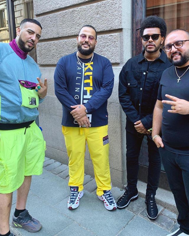 Fila Blue Universal denim sweatshirt of French Montana on the Instagram account @frenchmontana