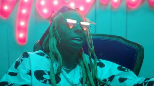 Wacko Maria White Printed Cotton Shirt of Lil Wayne in the YouTube video Jozzy - Sucka Free (Official Video) ft. Lil Wayne