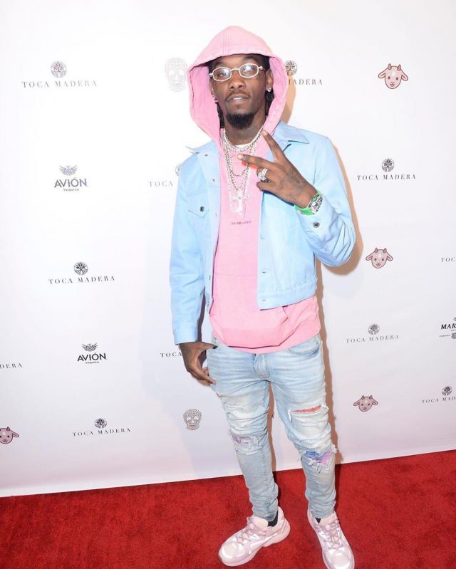 Helmut Lang Light Blue Den­im Jack­et of Offset on the Instagram account @offsetyrn