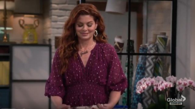 Ba&sh Cyana Dress worn by Grace Adler (Debra Messing) in Will & Grace Season 11 Episode 02