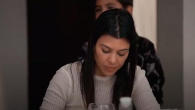 Helmut Lang White Women’s Rib-Knit Cotton Top worn by Kourtney Kardashian in Keeping Up with the Kardashians Season 17 Episode 8