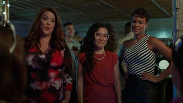 Iro Red Leopards Silk Mini Dress worn by Doris (Ali Wong) in American Housewife Season 04 Episode 06