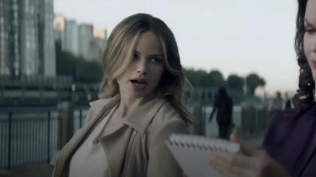 Sabine Neu­tral Suede Jack­et worn by Ainsley Whitly (Halston Sage) in Prodigal Son Season 1 Episode 7