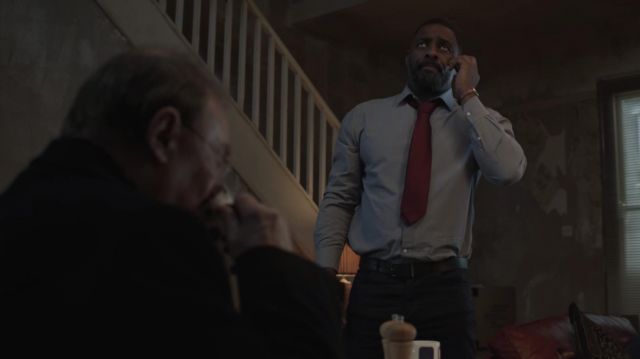 Button Grey Shirt worn by DCI John Luther (Idris Elba) as seen in Luther (S05E01)