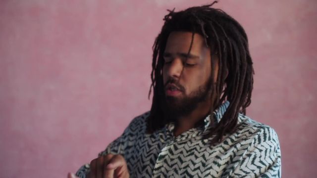 Haider Ackermann Green Zig Zag Print Shirt Of J Cole In The Music Video Ty Dolla Ign Purple Emoji Feat J Cole Official Music Video Spotern