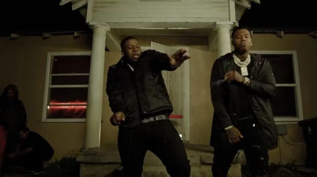 Louis Vuitton Black 'LV' Illusion Belt of Blac Youngsta in the   video Moneybagg Yo – Blac Money feat. Blac Youngsta (Official Music Video)