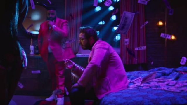 Eidos Pink Fringe Suede Jack­et of Post Malone in the music video DJ Khaled - Celebrate ft. Travis Scott, Post Malone