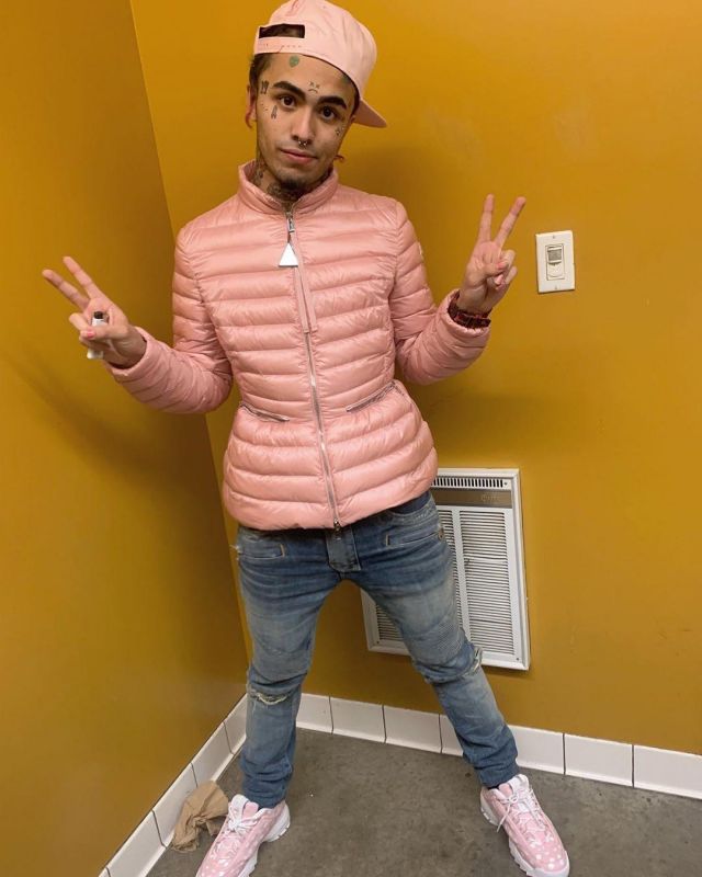 Moncler Pink Padded Shell Jacket of Lil Pump on the Instagram account @lilpump