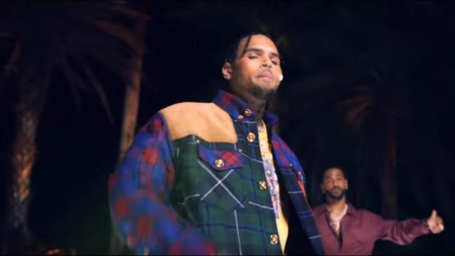Versace Patch­work Wool Blend Jack­et worn by Chris Brown in the YouTube video DJ Khaled - Jealous ft. Chris Brown, Lil Wayne, Big Sean (Lyrics)