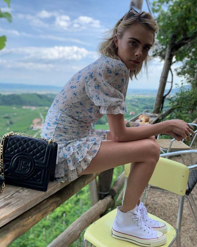 The Converse Chuck Taylor lift sneakers worn by Cara Delevingne on the Instagram account @caradelevingne