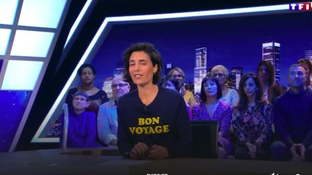 Le pull cachemire Bon Voyage de Alessandra Sublet dans C'est Canteloup LE 06.11.2019