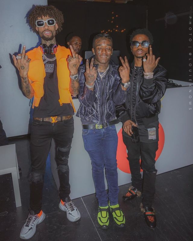 Louis Vuitton Sneak­ers Run Away Pulse of PnB Rock on the Instagram account @pnbrock