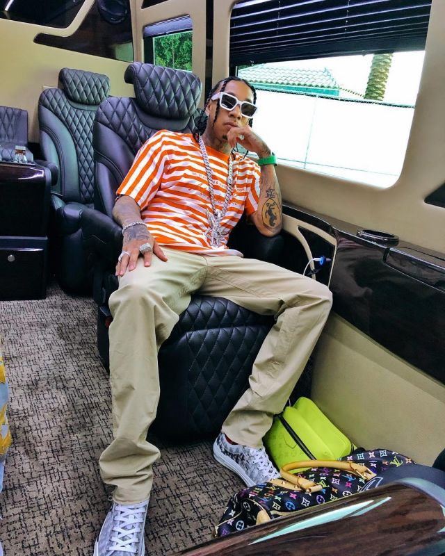 Louis Vuitton Taigara­ma Neon Yel­low of Tyga on the Instagram account @tyga