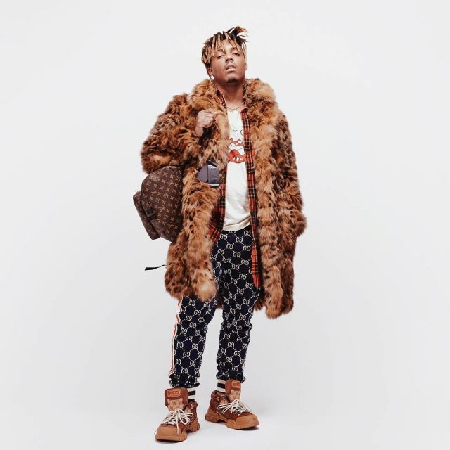 Gucci Leather And Orig­i­nal GG Low Top Trekking Boot of Juice Wrld on the Instagram account @juicewrld999