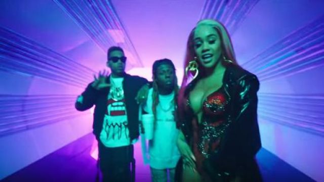 Haculla Fang Lip Print T-Shirt worn by Kid Ink in the YouTube video Kid Ink - YUSO (Official Video) ft. Lil Wayne, Saweetie